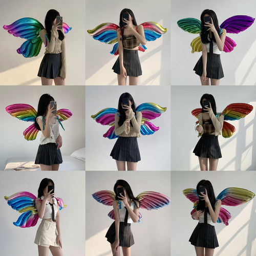 网红儿童充气天使之翼蝴蝶翅膀气球背饰街头摆摊汽球户外拍照道具 - 图2