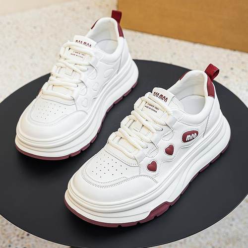 大码女鞋40厚底小白鞋女2025春季新款41学院风丑萌42运动43潮板鞋 - 图0