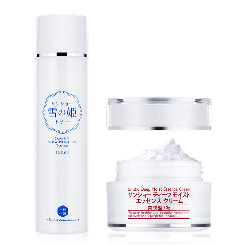 三妆雪姬焕颜水150ml 50g女精华霜 sansho三妆面部护理套装