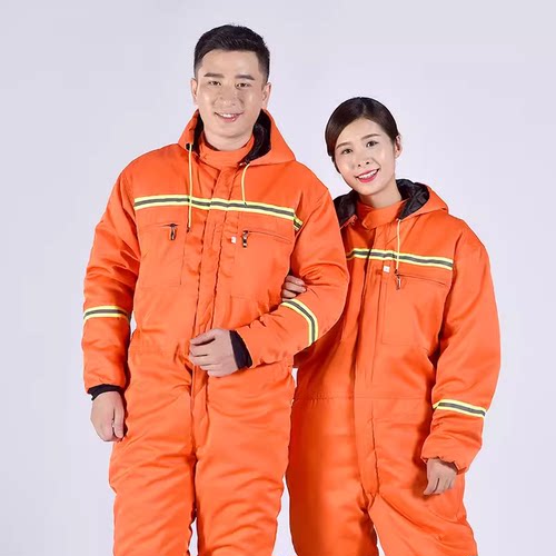 加棉加厚劳保冬季户外连体衣工作服男女棉服垂钓冷库防水保暖抗寒 - 图1