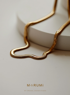 重工轻奢扁平蛇骨链长款项链