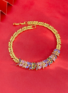 七彩锆石麦穗手链女久不掉色手饰