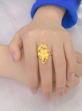 女花朵金色2024年新款潮戒指