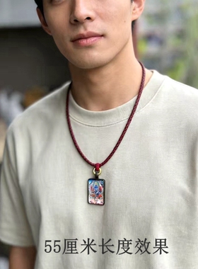男士钛钢免绑玉坠佛公项链绳
