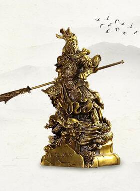 铜祥龙关公九龙立刀关公武财神爷关羽关二爷铜像家居公司工艺品