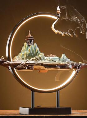 倒流香炉家用室内熏香创意禅意檀香沉香茶道个性玄关客厅陶瓷摆件