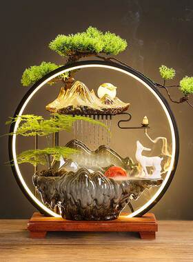 创意中式流水生财摆件循环水客厅办公室桌面装饰新家乔迁开业礼品