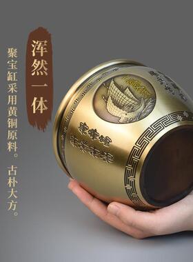 全铜百福铜缸米缸聚宝盆摆件客厅家居装饰品大铜盆存钱罐铜工艺品
