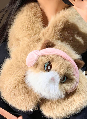 可爱布偶猫毛绒护颈交叉围脖