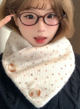 日系古早奈奈风波点纽扣三角围脖
