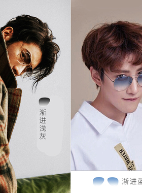 偏光太阳镜渐进双色金属男圆脸