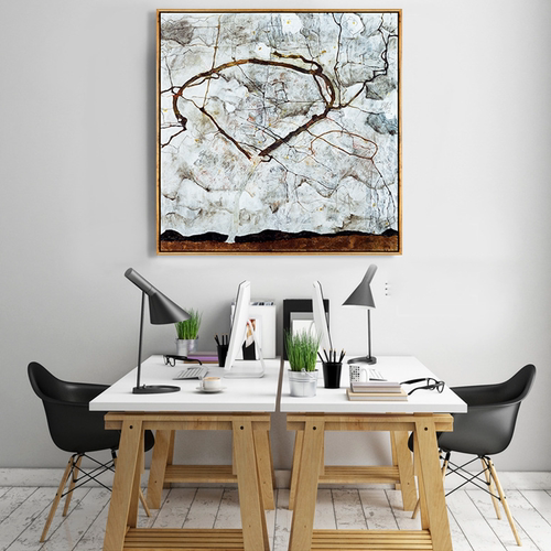 美式装饰画抽象展厅玄关挂画客厅简美壁画餐厅画装饰复古怀旧单幅 - 图1