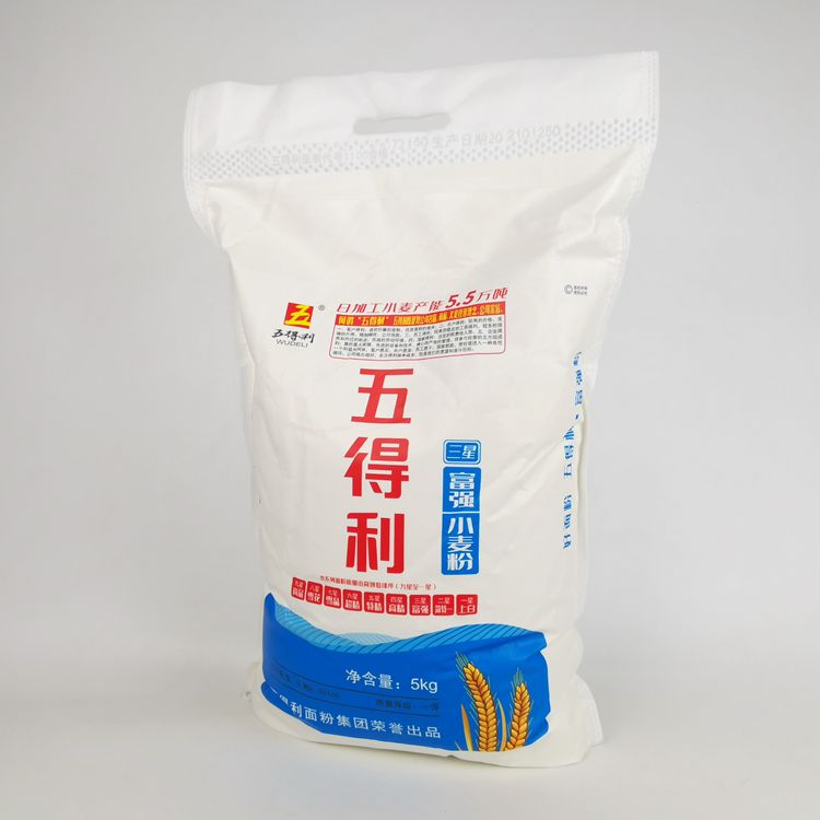 五得利3星富强小麦粉5kg麦香味浓馒头花卷面条拉面水饺包子皮包邮-图1