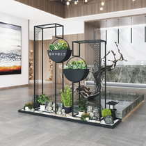 Iron Art Landscape Small Pint Hotel Lobby Swing Piece Clubhouse Hall Sales Department Soft Dress New Chinese Three-dimensional Flower Shelf Construction