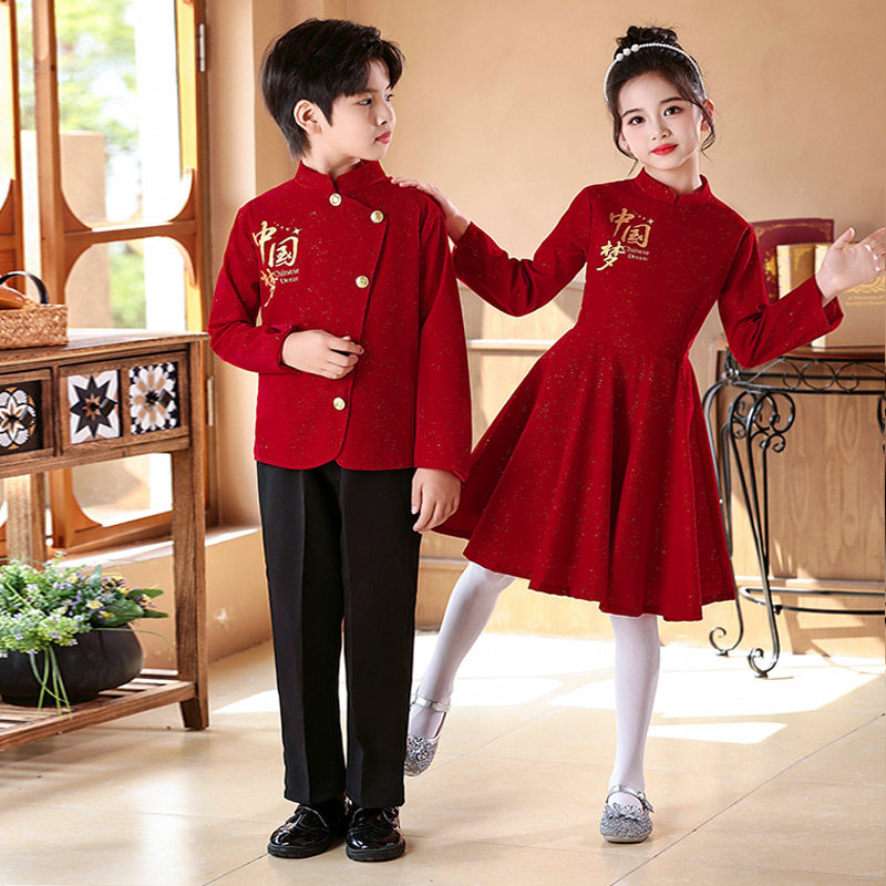 儿童大合唱演出服中小学生红歌男女童歌唱祖国诗歌朗诵比赛表演服 - 图1