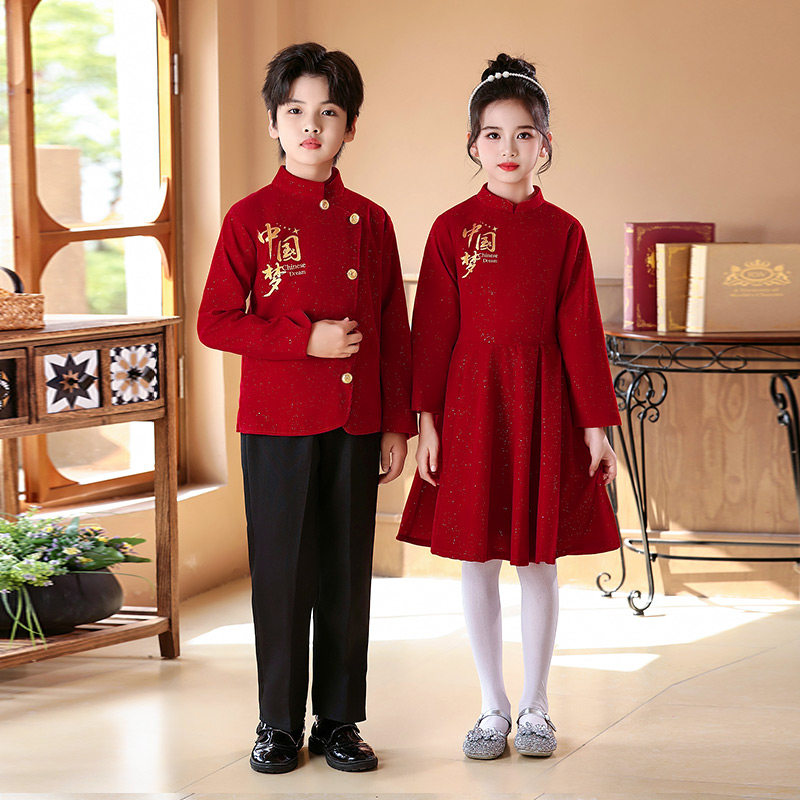 儿童大合唱演出服中小学生红歌男女童歌唱祖国诗歌朗诵比赛表演服 - 图0