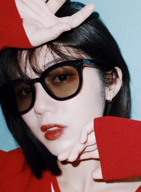 INS小红书博主茶黄色潮太阳眼镜