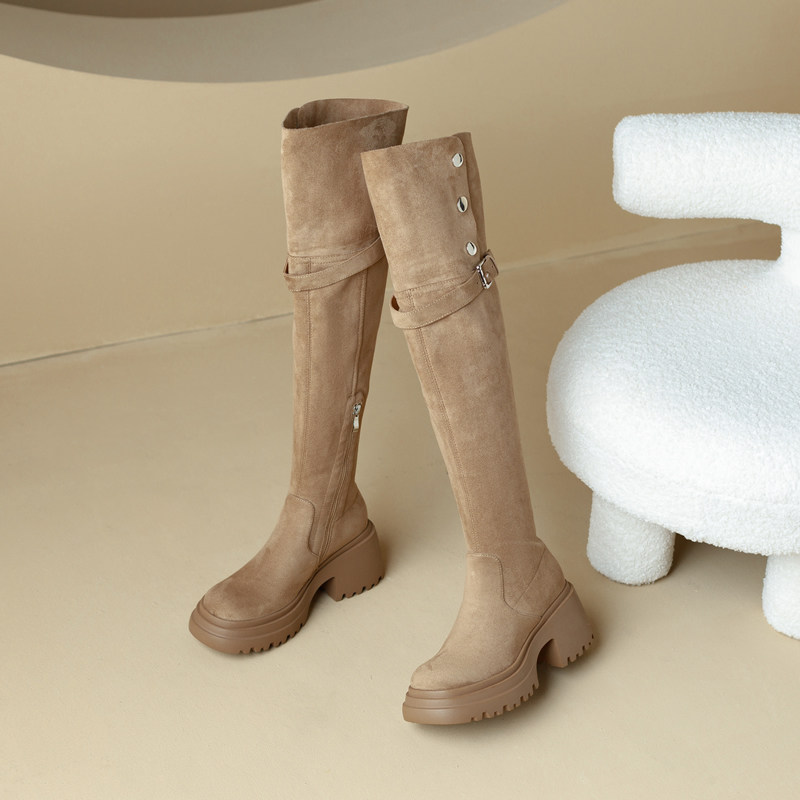高跟过膝长靴女加绒雪地靴大筒围胖mm加宽长筒骑士靴子小个子厚底,淘宝优惠券,粉丝福利购,淘宝优惠卷