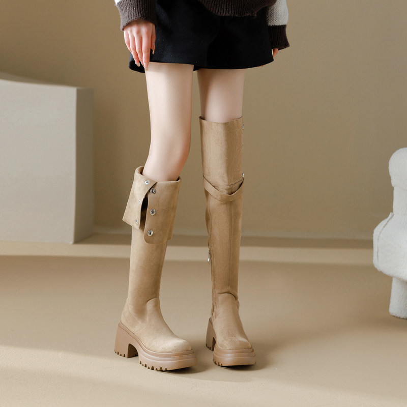 高跟过膝长靴女加绒雪地靴大筒围胖mm加宽长筒骑士靴子小个子厚底,淘宝优惠券,粉丝福利购,淘宝优惠卷