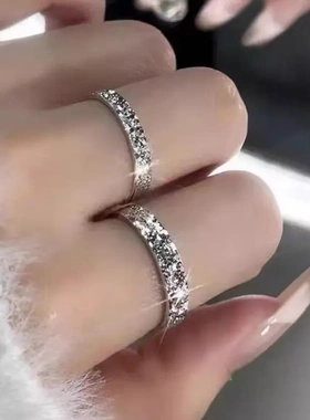 【赠运费险】【纯银戒指】S999纯银碎冰冰开口纯银戒指女小众设计