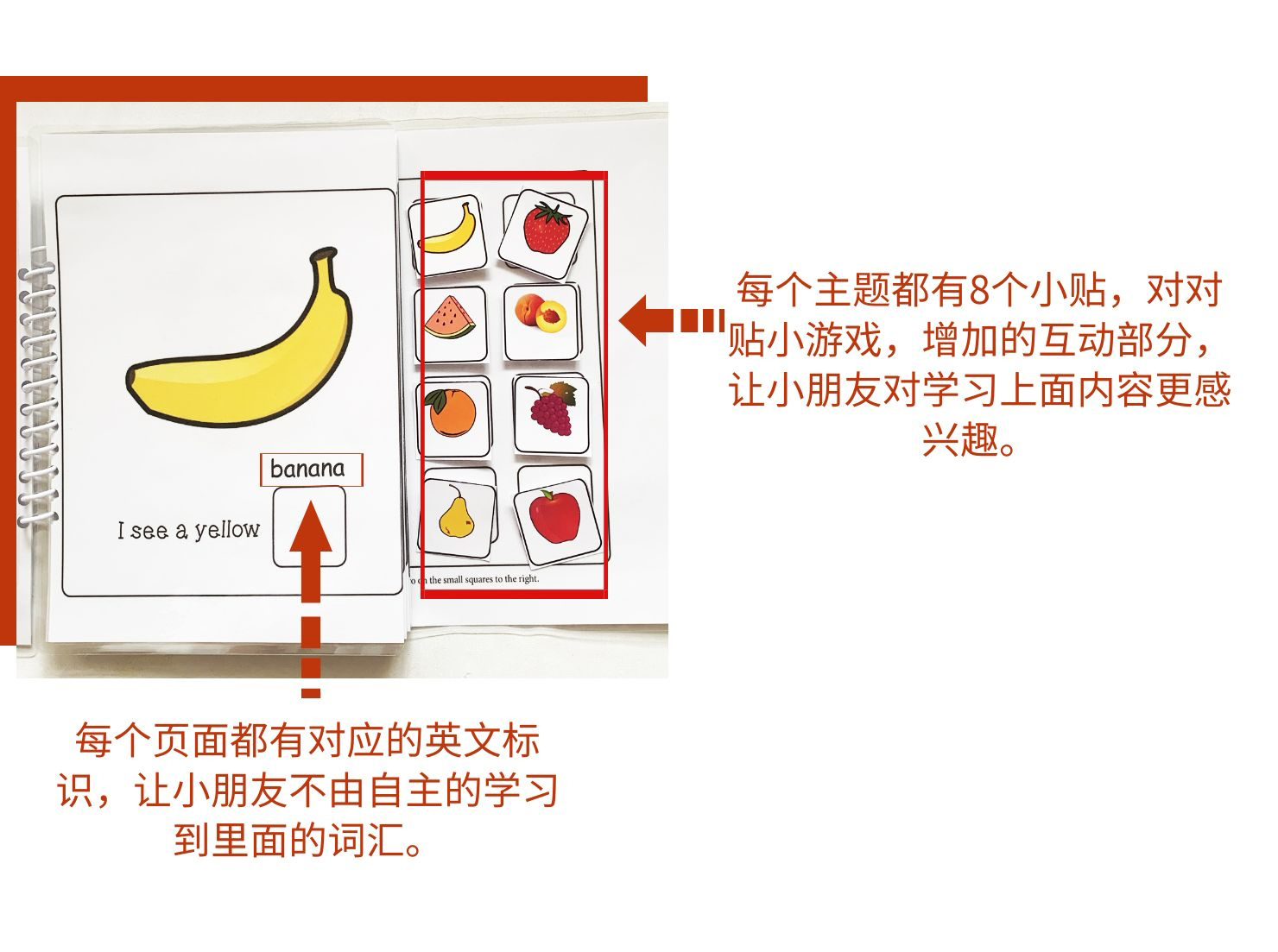 水果蔬菜身体部位交通DIY手工制作蒙氏自制绘本粘贴纸安静书成品 - 图0