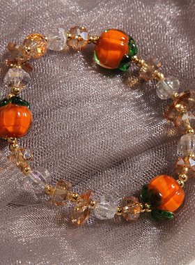 柿柿如意琉璃水晶手链小众设计感