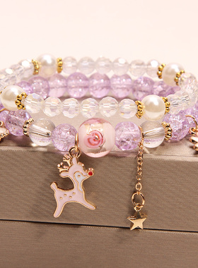 韩国水晶小鹿森系学生时尚风手串