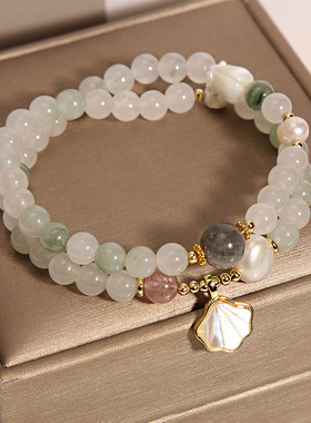 天山翠绿色水晶手链女新中式手串