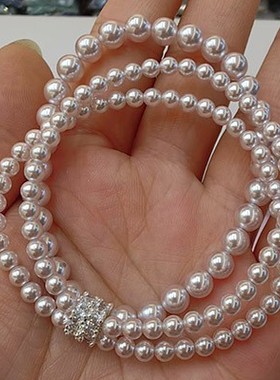 春季贝珠花朵双层手链女生轻奢精致小众设计感高级2024新款手饰