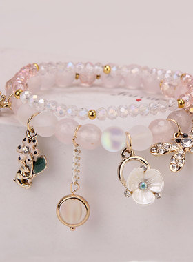甜美风多元素吊坠姐妹水晶手链