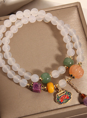 玛瑙手串女天然和田玉南瓜珠手链