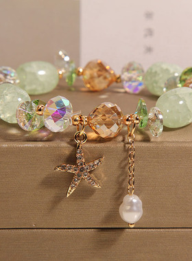 蓝色海洋风海星手链女水晶手串