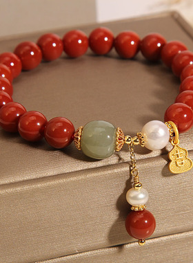 南红玛瑙手链和田玉葫芦吊坠手串