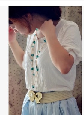 双层水晶长款裙子配饰品毛衣链