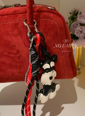 XG FAIRY雪纳瑞小狗包包挂件miu风车钥匙扣pu手工棒球挂件梵瑞雪