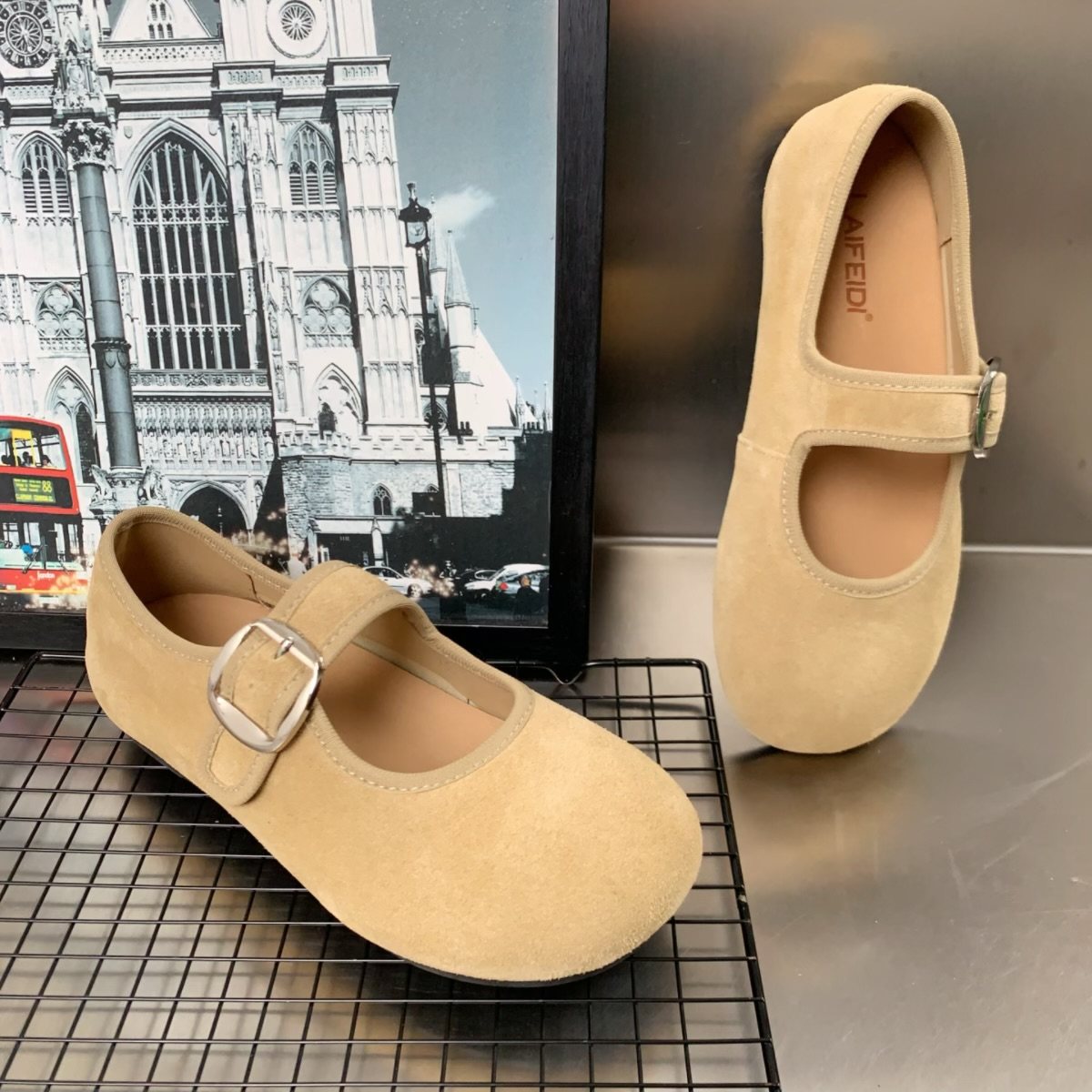 真皮韩版反绒皮玛丽珍鞋女2026春季新款搭扣圆头低跟百搭舒适单鞋,淘宝优惠券,粉丝福利购,淘宝优惠卷