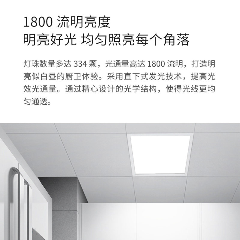 Yeelight集成吊顶面板灯厨房灯卫生间浴室LED平板灯嵌入式方灯,淘宝优惠券,粉丝福利购,淘宝优惠卷