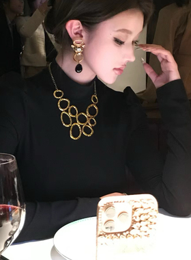 夸张小众设计师款轻奢时尚欧美项链不规则合金复古配饰饰品项链