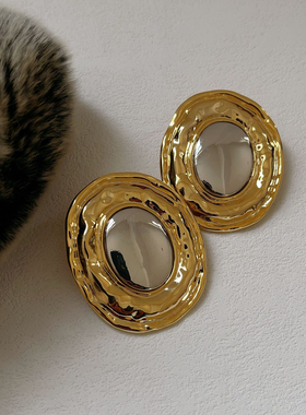 欧美复古中古vintage金色系列耳环镀金不易撞款耳钉感耳饰女