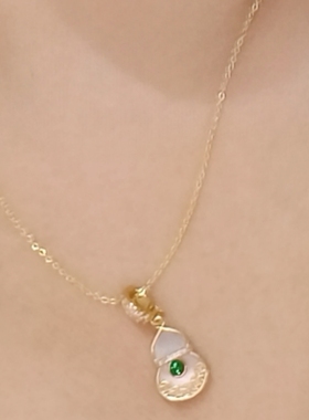 民族风五帝钱葫芦吊坠金色项链女小众设计感高级秋冬锁骨链