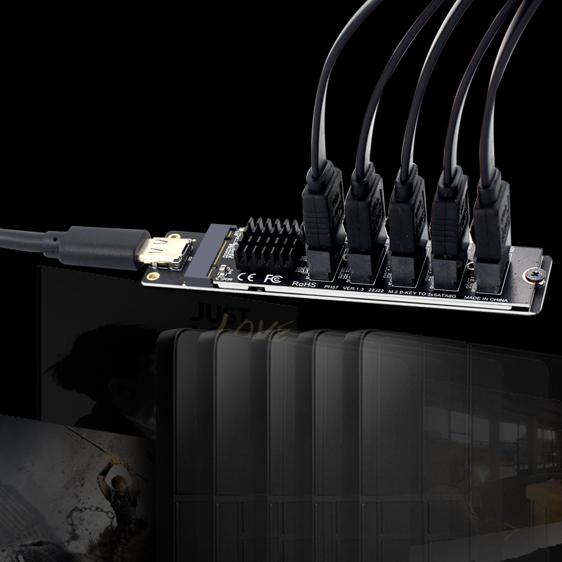 TYPE-C转SATA转5口SATA3 6Gbps USB10G扩展转接卡JM575+JMS580 - 图2