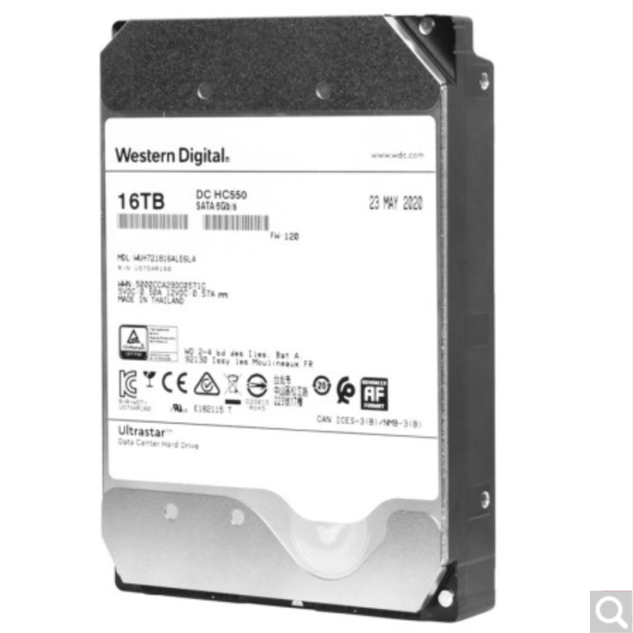 WD西数16TB HC550 SATA6Gb/s 7200转256M 氦气 企业级硬盘 - 图0