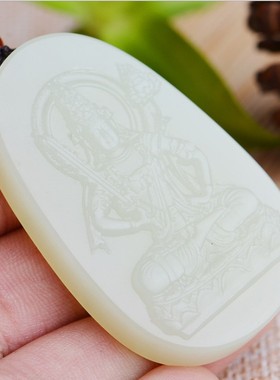 新疆和田玉本命佛守护神吊坠生肖牛虎虚空藏观音菩萨现货全新挂