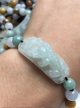 A货翡翠玉石貔貅可伸缩手链