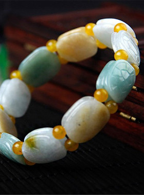 A货老坑冰糯种玉石送礼手串