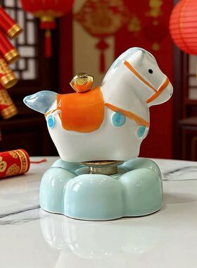 可爱旋转摆件家居小马马转转陶瓷
