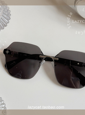 无框方形墨镜女带钻大框街拍尼龙