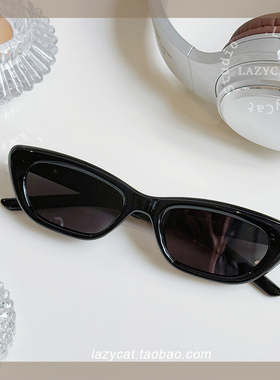 猫眼窄小框偏光墨镜女个性复古