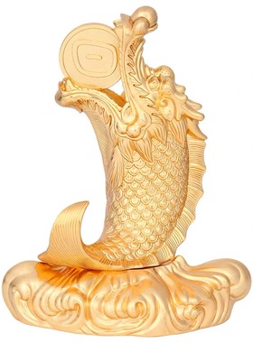 李居明2026年吉祥物龙马精神龙鱼鳌鱼鲤鱼化龙鲤鱼跃龙门摆件