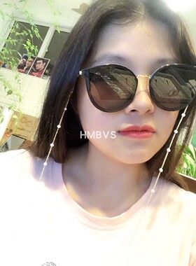 hmbvs挂脖眼睛时尚简约珍珠链条